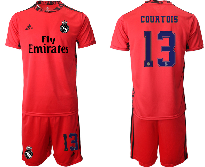Men 2020-2021 club Real Madrid red goalkeeper #13 Soccer Jerseys->real madrid jersey->Soccer Club Jersey